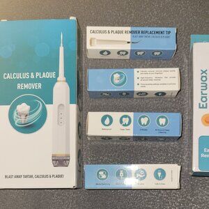 Rechargable Plaque remover flosser with replacements and earwax remover
